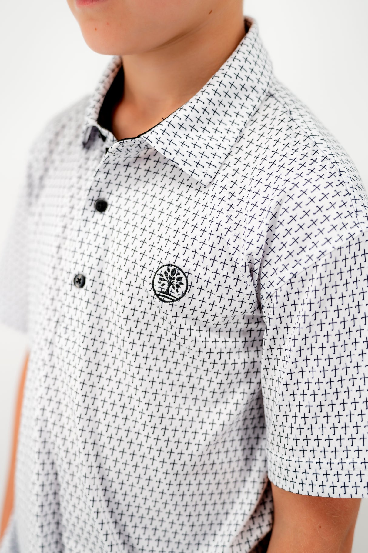 Youth -The Cross Christian Golf Polo - Black