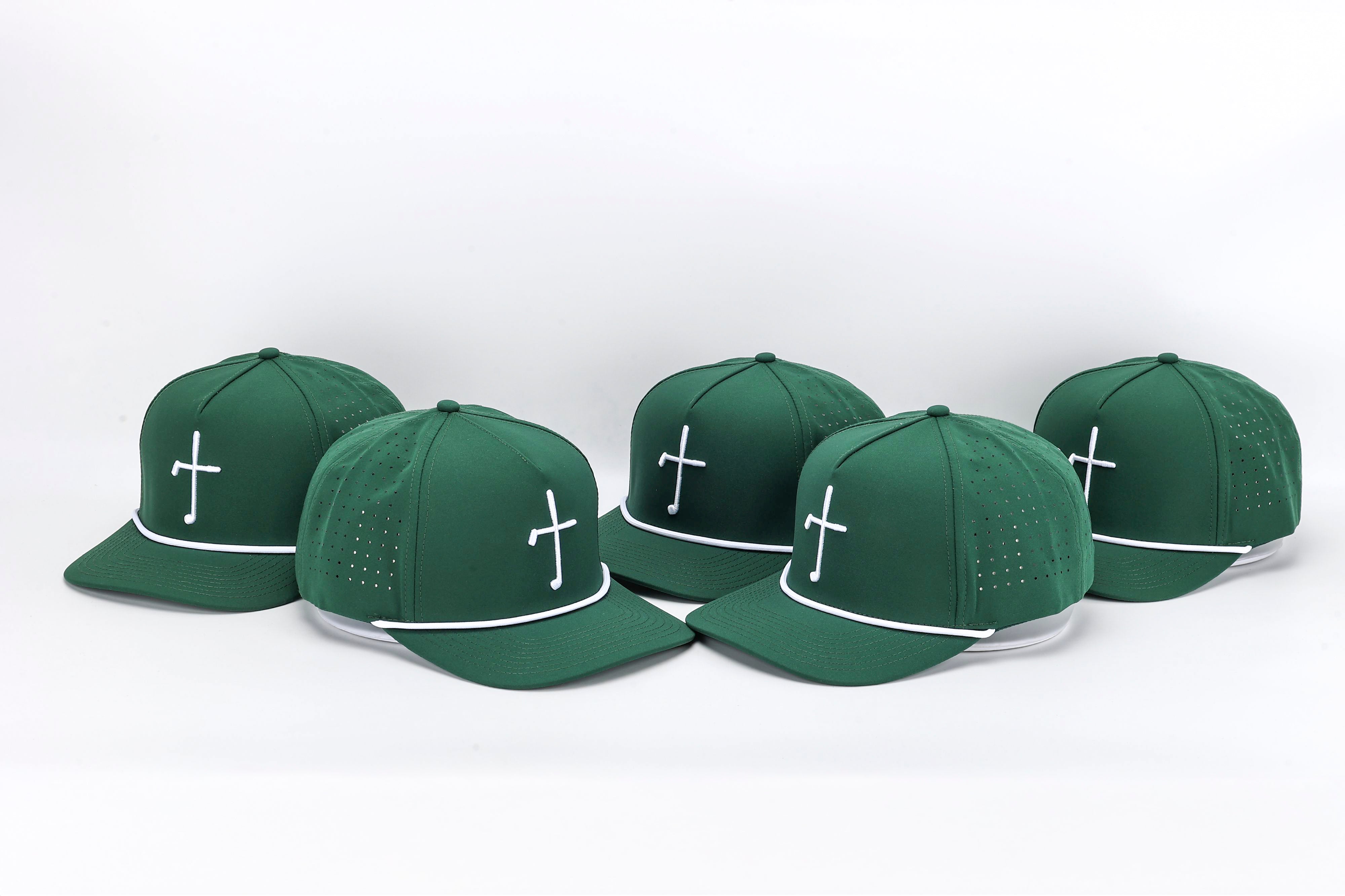 Club Cross Snapback Perforated Hat - Forest Green