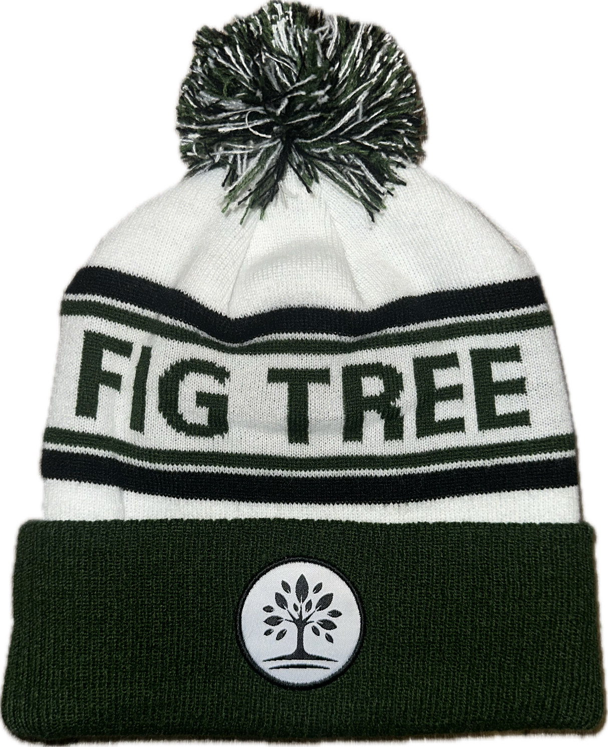 Fig Tree Knit Hat | Green, White and Navy