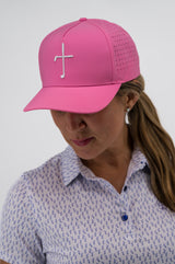 Club Cross Snapback Perforated Hat - Pink