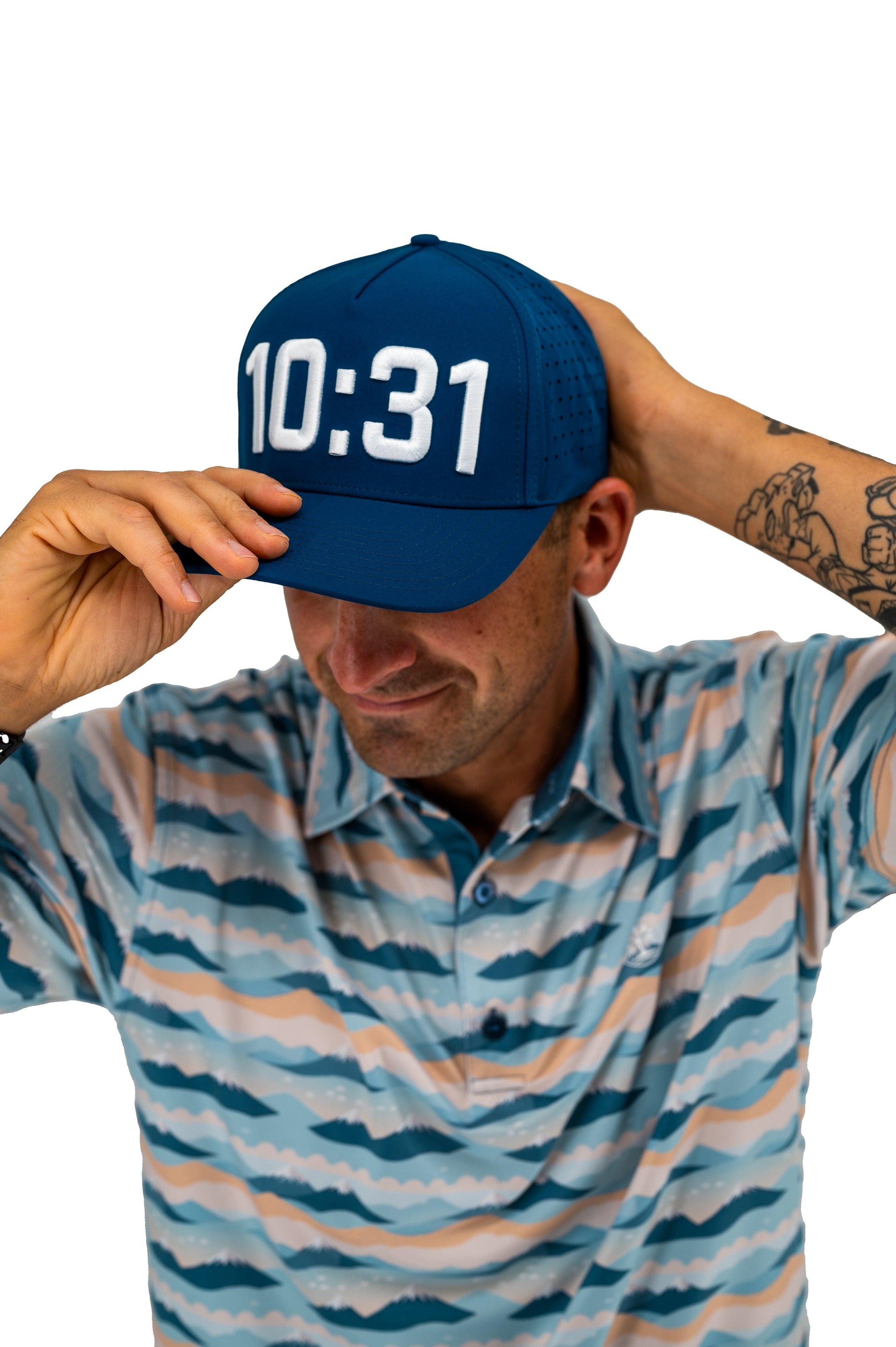 Breathable Navy Blue Snapback Golf Hat with 1 Corinthians 10:31