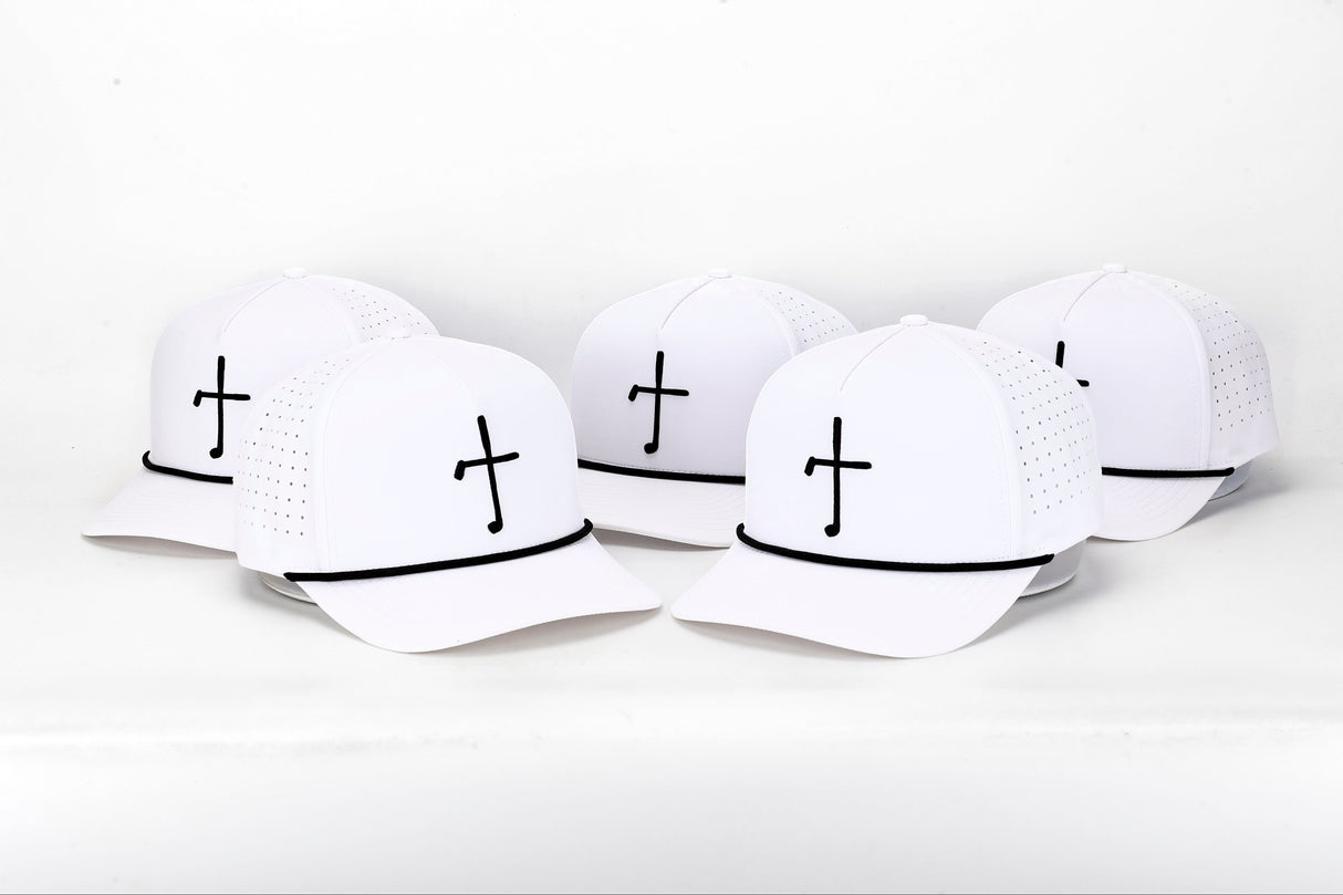 Club Cross Snapback Perforated Hat - White