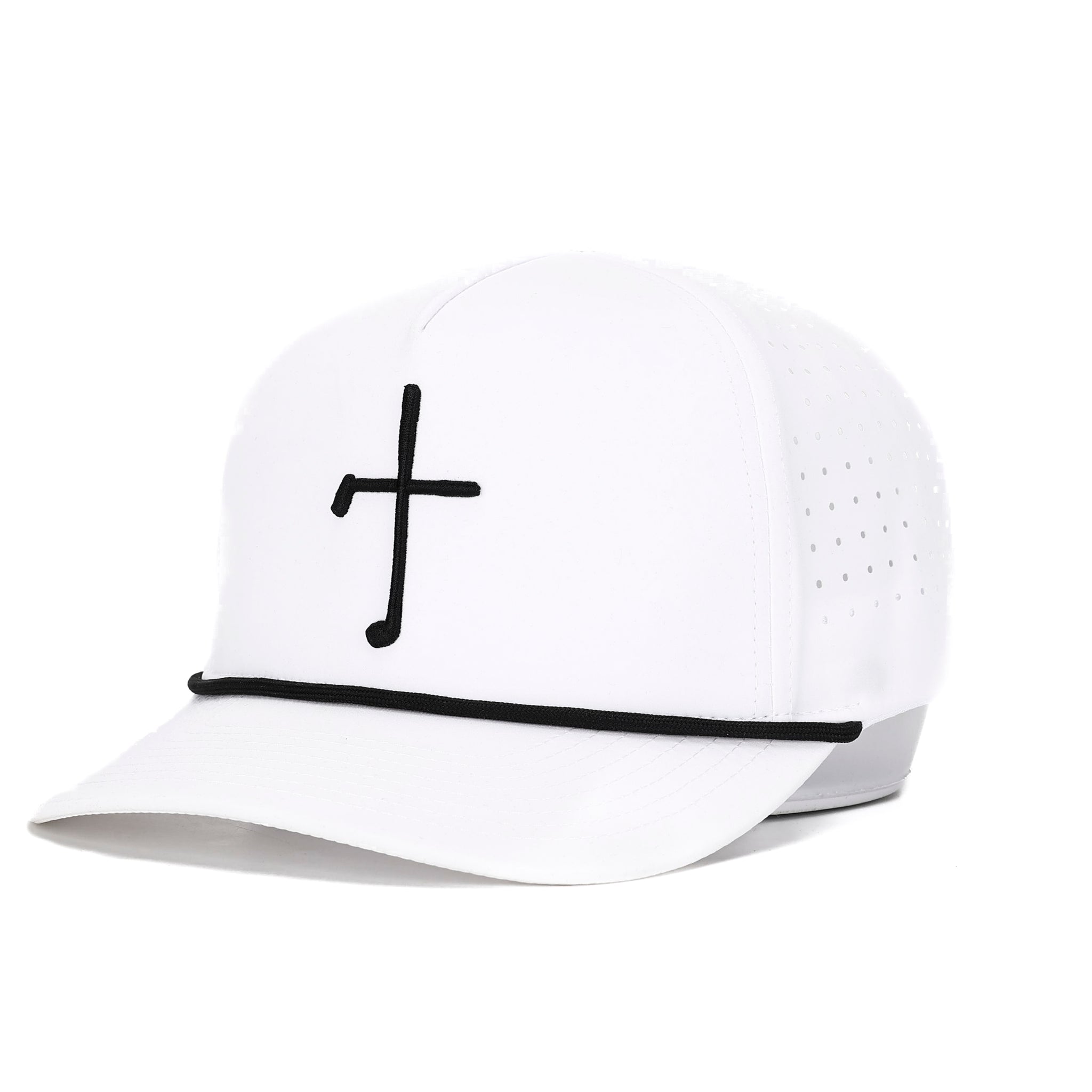 Club Cross Snapback Perforated Hat - White