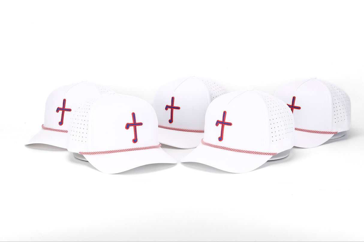Fig Tree “Freedom” Rope Hat – White with Red & Blue Cross