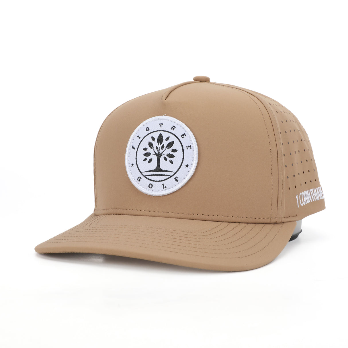 Patch Snapback Perforated Hat - Tan