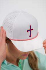 Fig Tree “Freedom” Rope Hat – White with Red & Blue Cross