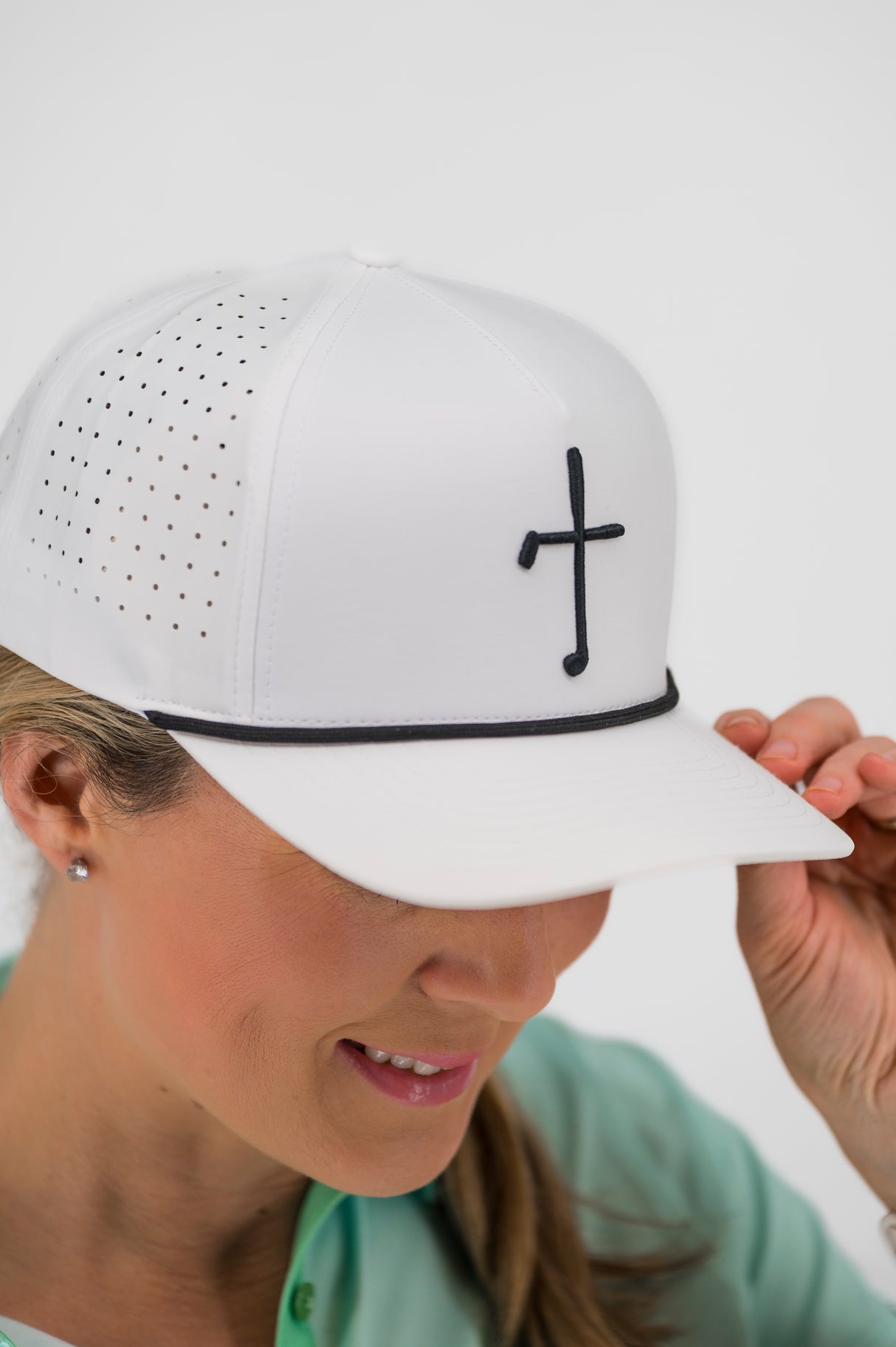 Club Cross Snapback Perforated Hat - White