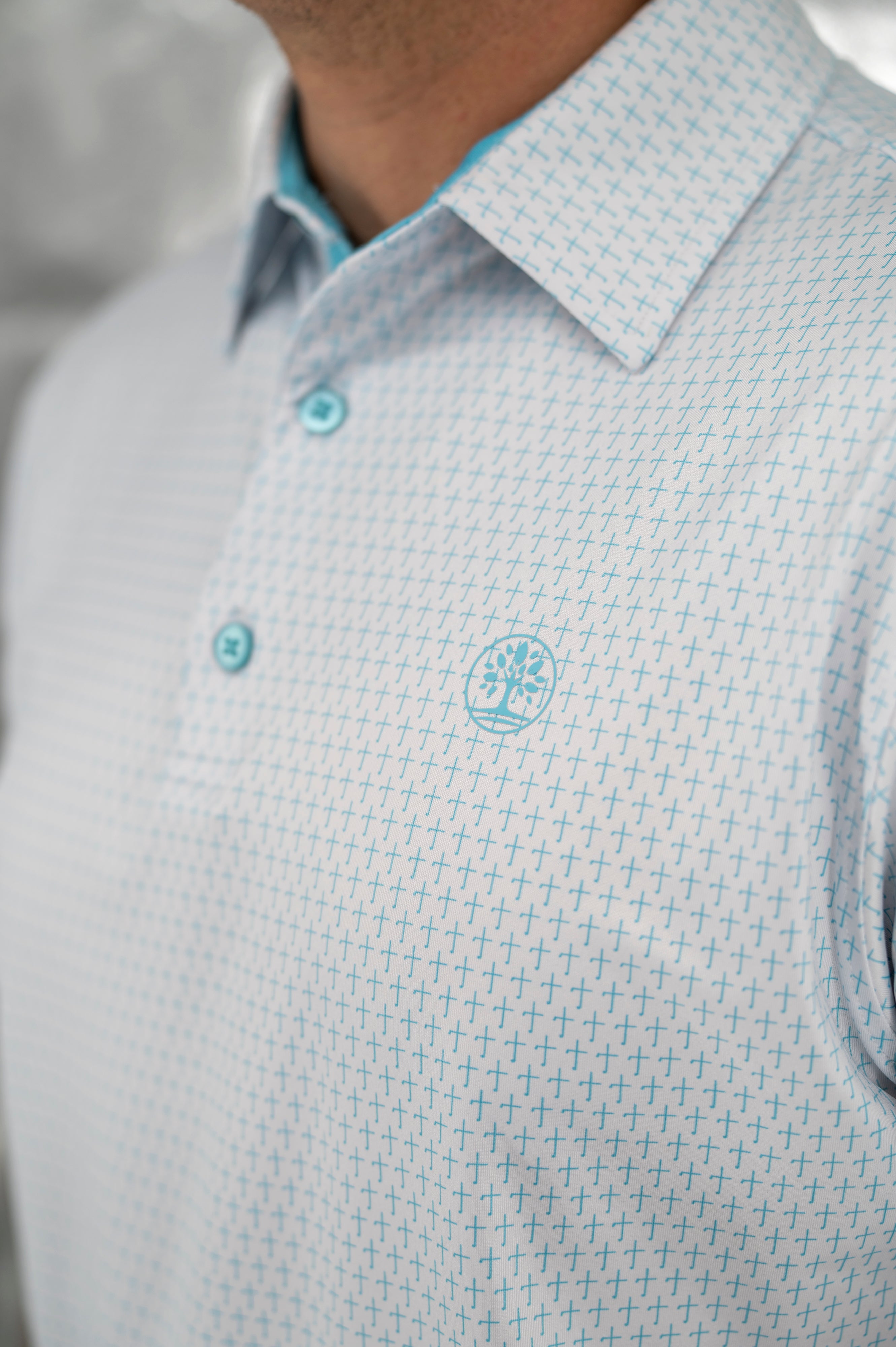 The Cross Teal Christian Golf Polo