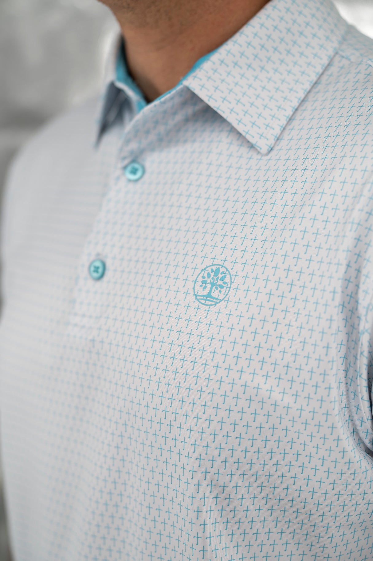 The Cross Teal Christian Golf Polo