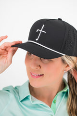 Club Cross Snapback Perforated Hat - Black