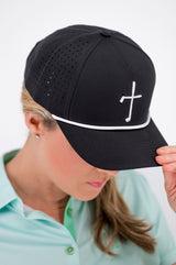 Club Cross Snapback Perforated Hat - Black