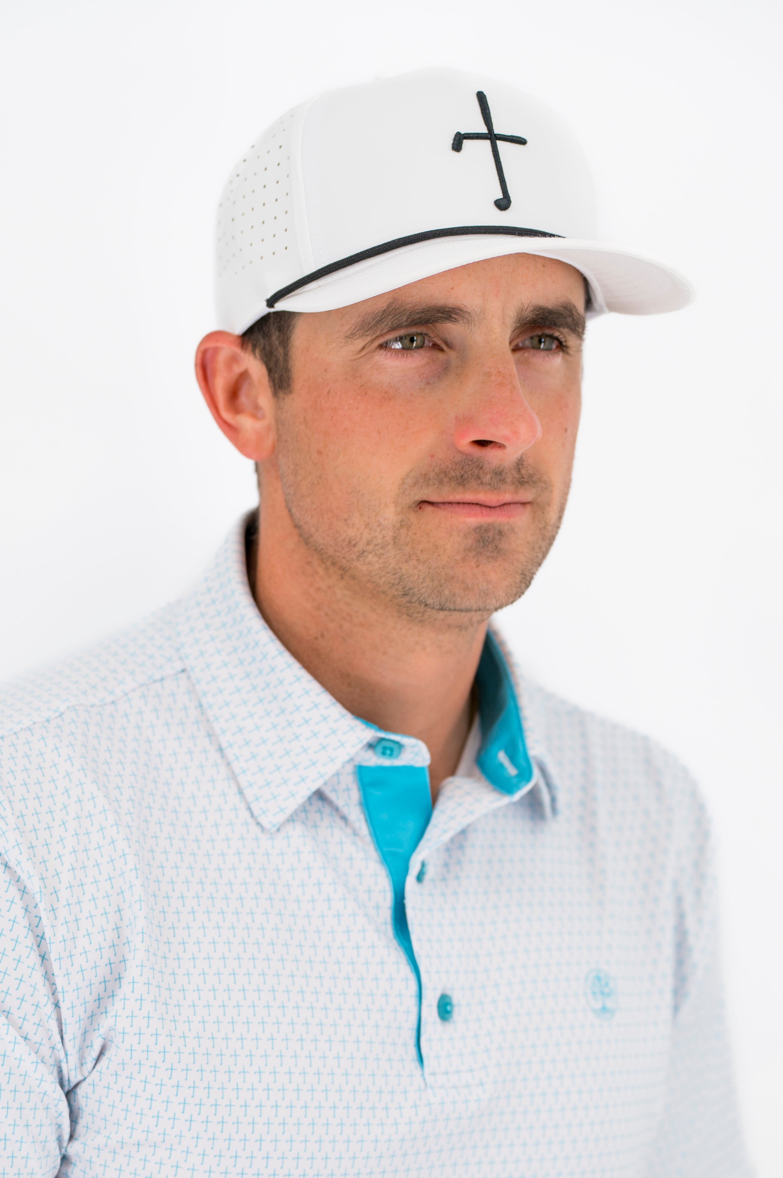 Club Cross Snapback Perforated Hat - White