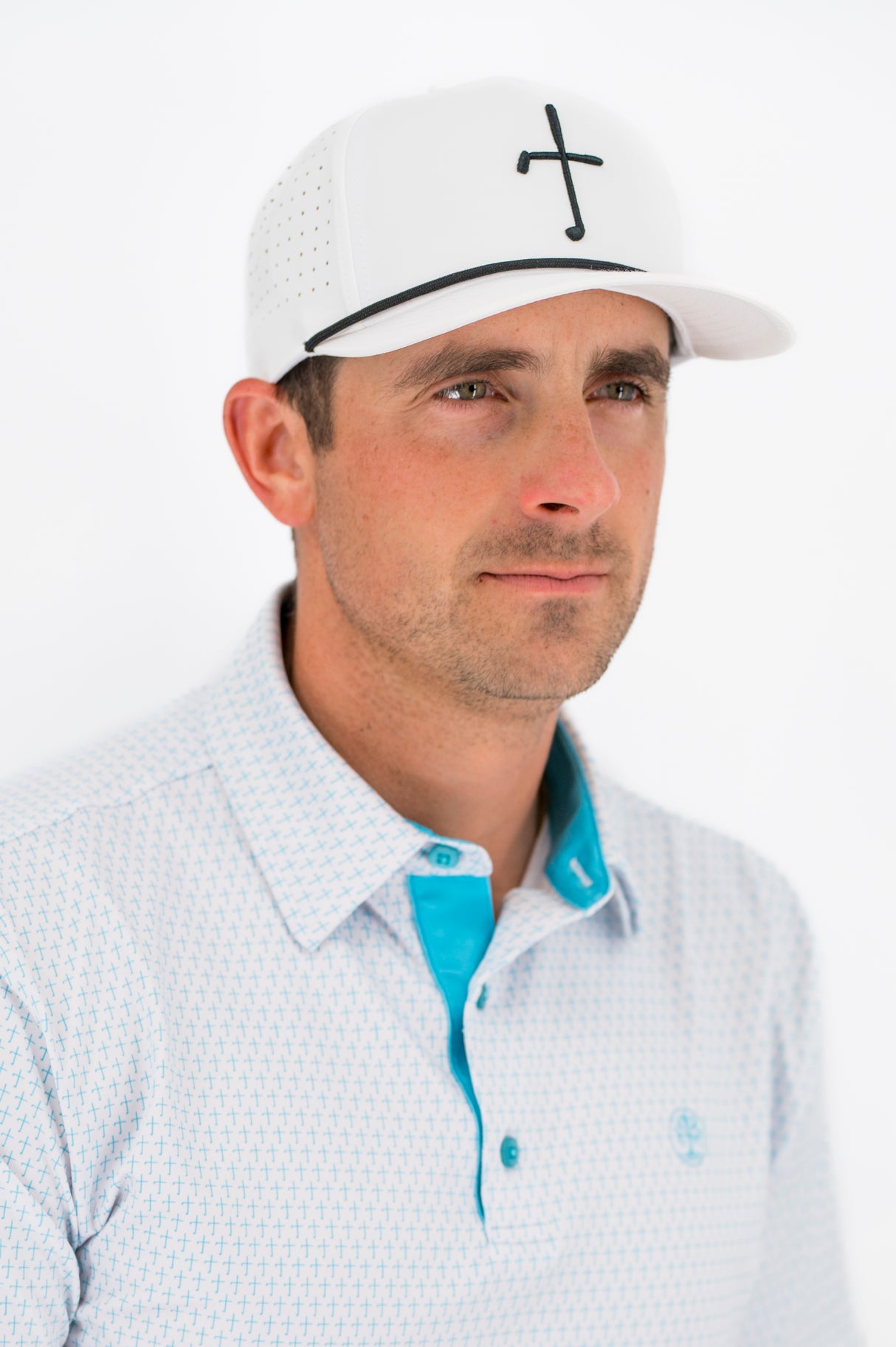Club Cross Snapback Perforated Hat - White