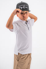 Youth Solid Cross Polo- White