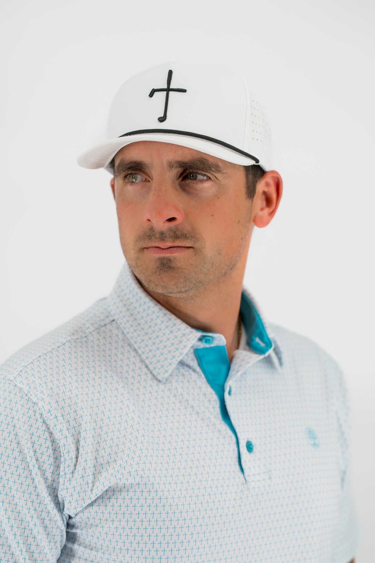 Club Cross Snapback Perforated Hat - White
