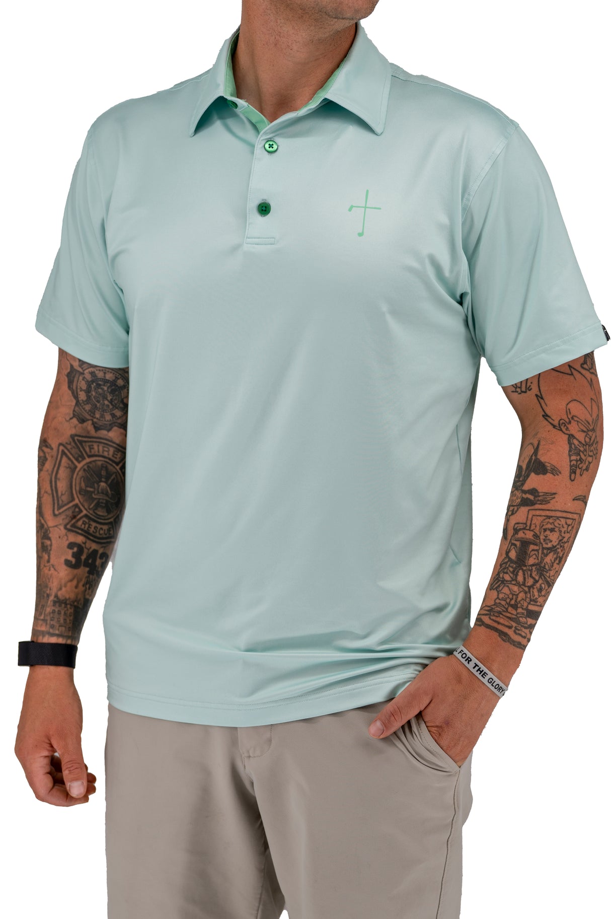 Solid Cross Polo- Mint