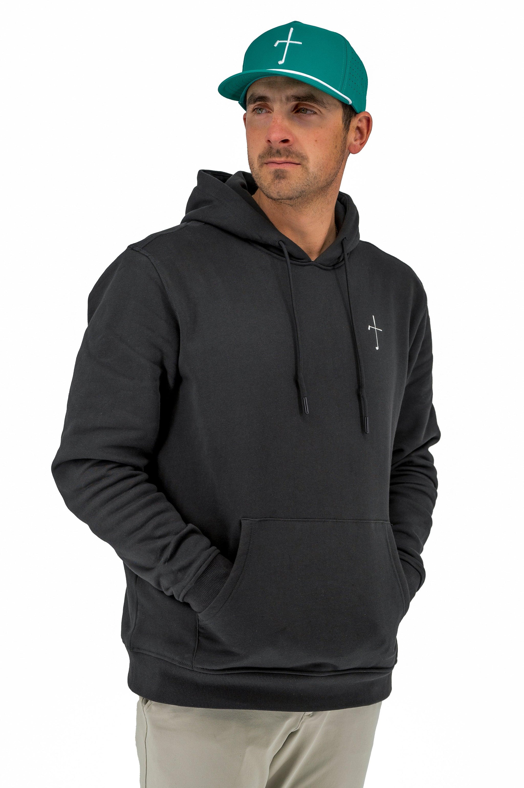 Cross Black Christian Golf Hoodie – Faith-Based Sweatshirt