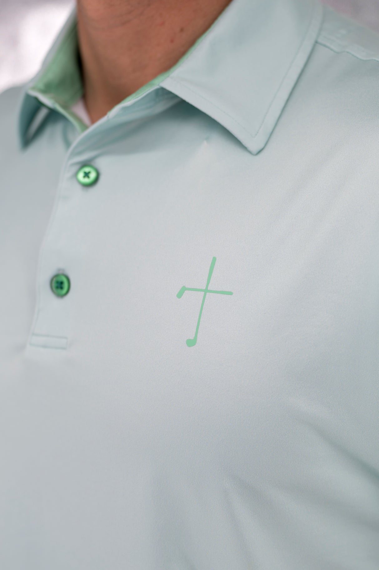 Solid Cross Polo- Mint