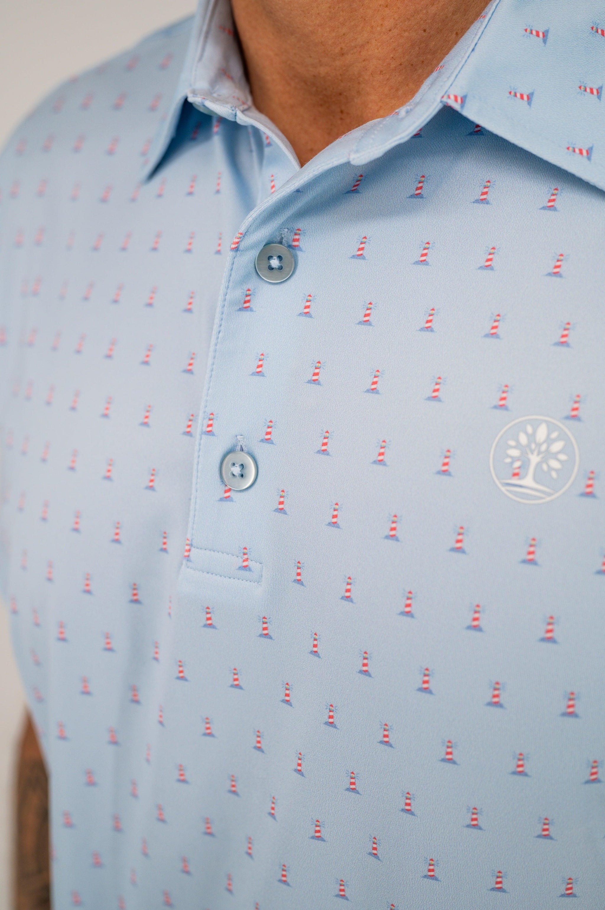Moisture-Wicking Golf Polo with Lighthouse Symbol