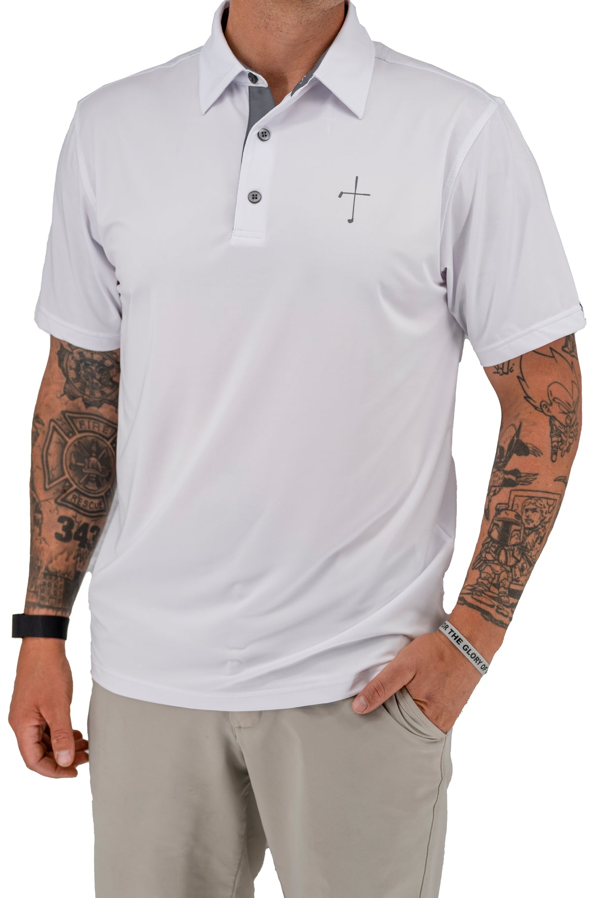 Solid Cross Polo - White