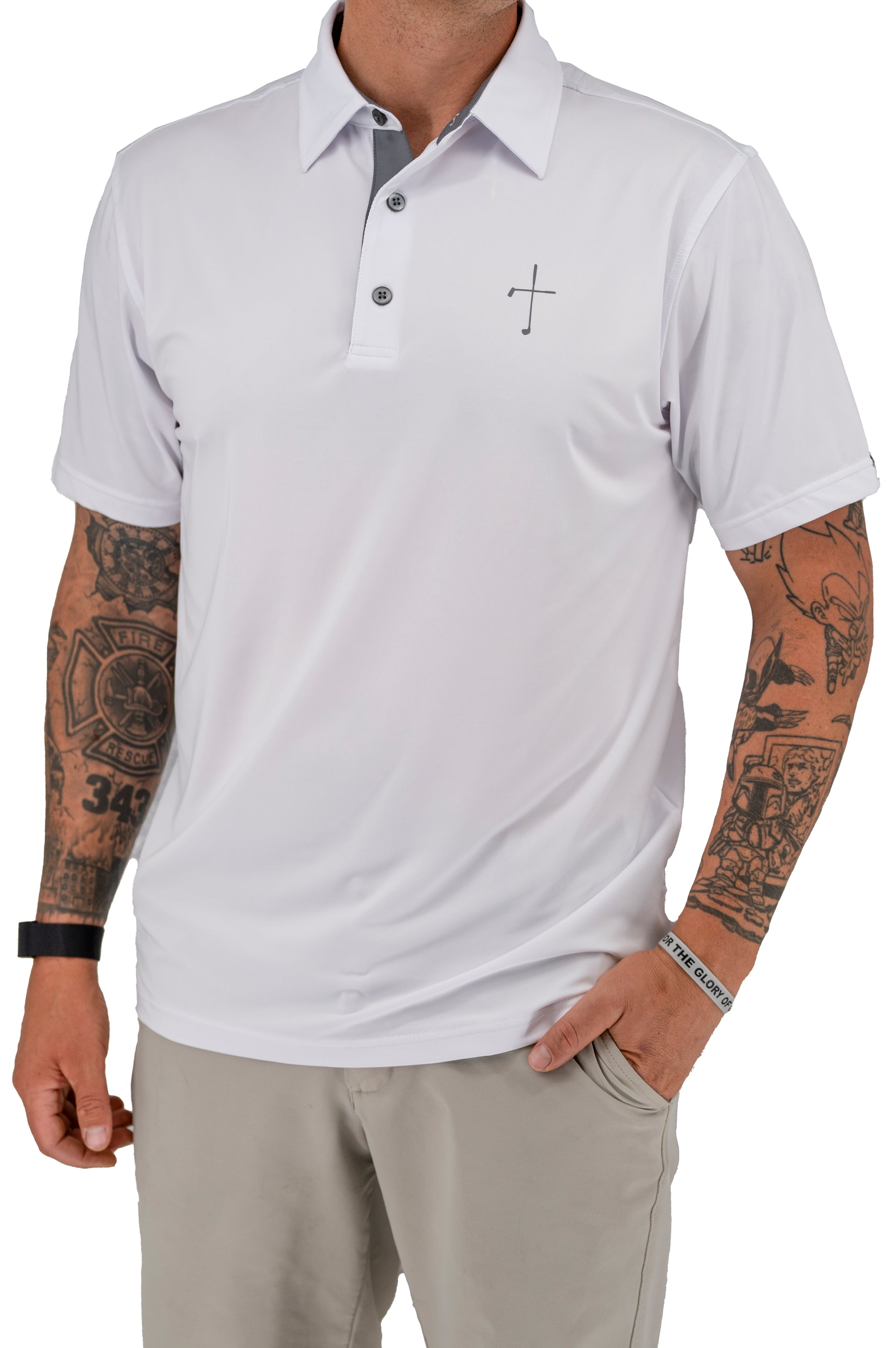 Solid Cross Polo - White