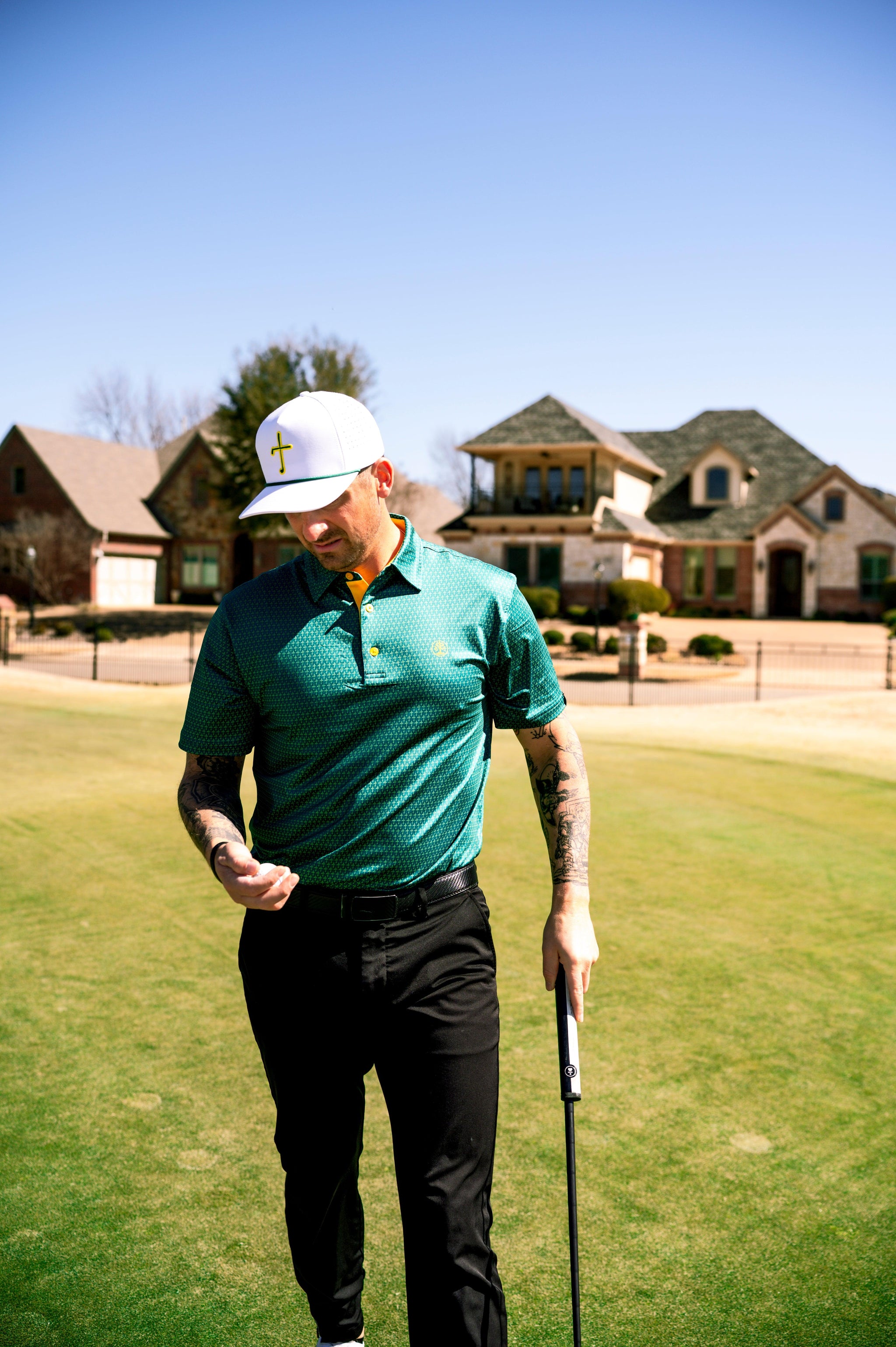 The Cross Champion Green Christian Golf Polo