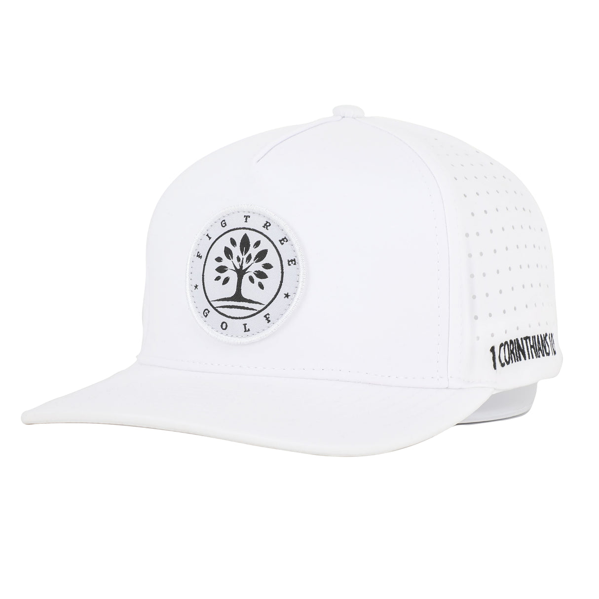 Patch Snapback Perforated Hat - White