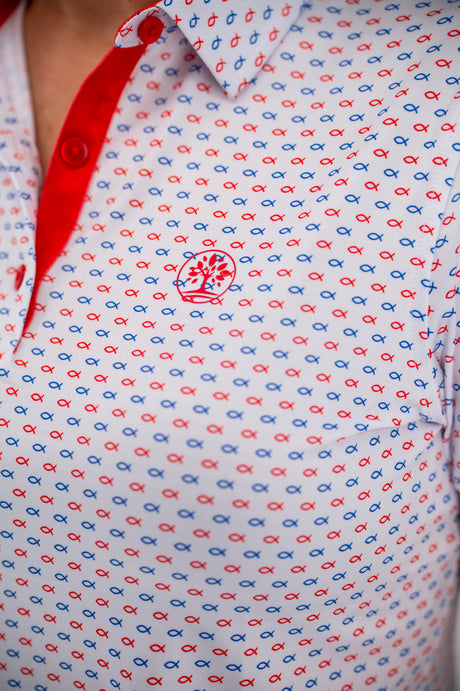 Women’s Christian Fish Golf Polo - Freedom