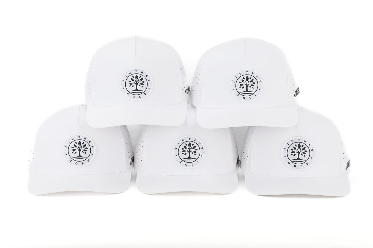 Patch Snapback Perforated Hat - White