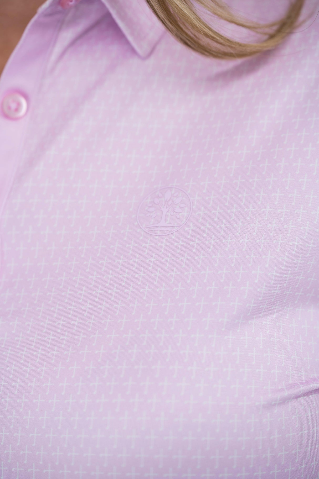 Women’s Cross Pink Christian Golf Polo
