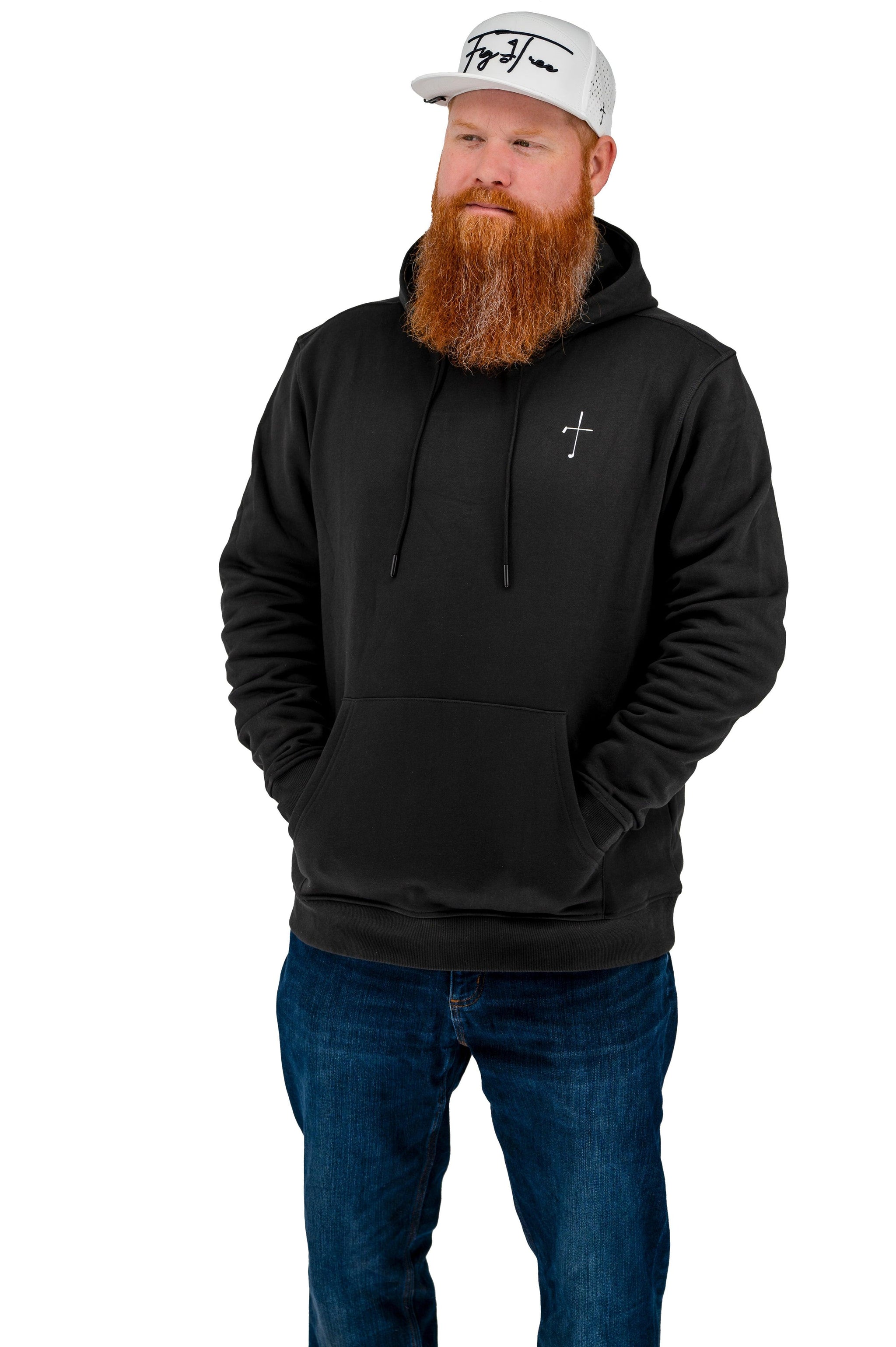 Black Christian Hoodie with Embroidered Cross Design