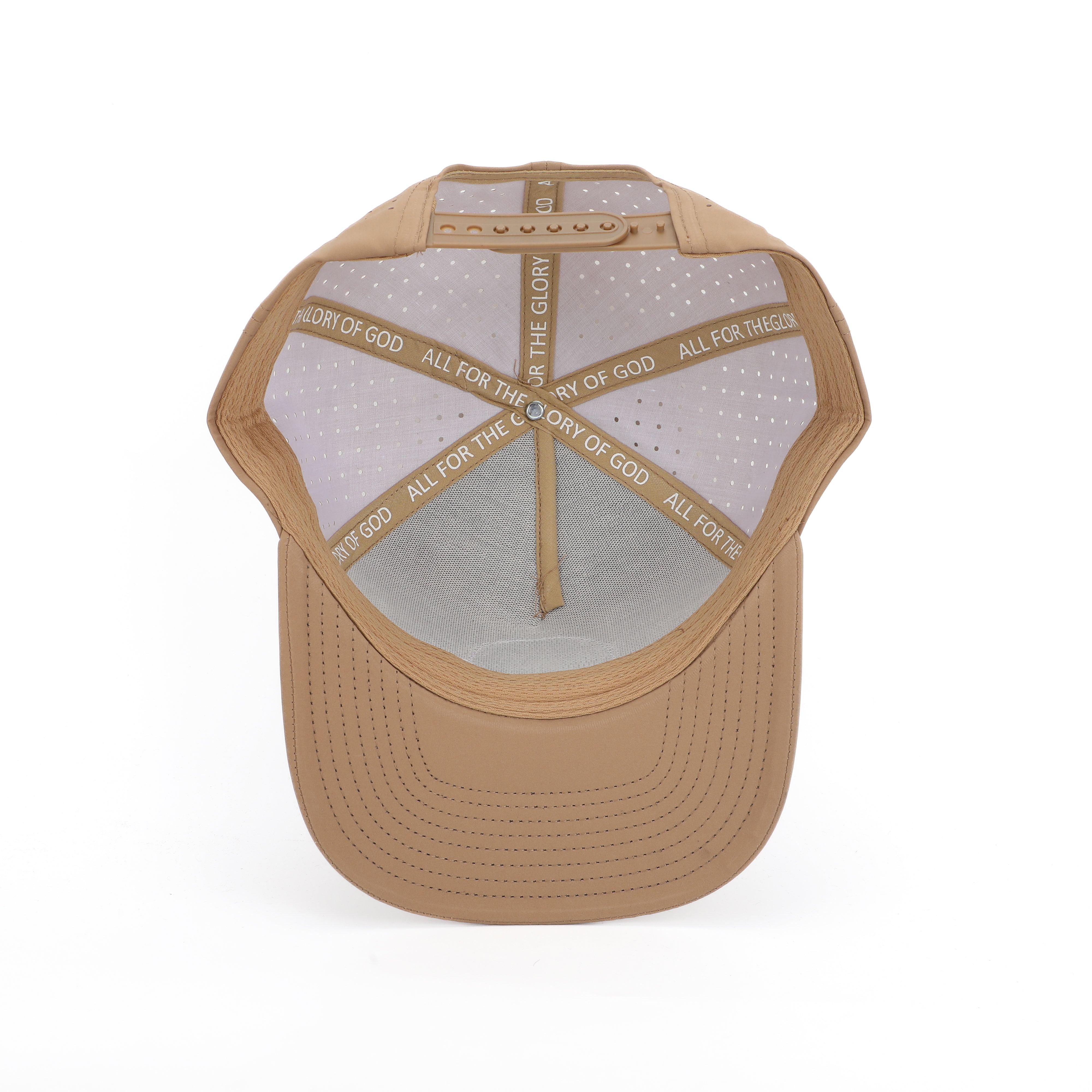 Patch Snapback Perforated Hat - Tan